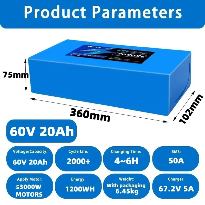   Batterie au lithium 21700 60 - 60V 30Ah 21700 Battery Pack avis et prix